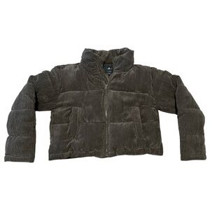 7 For All Mankind  Corduroy Puffer Jacket Cropped Dark Brown Size Small